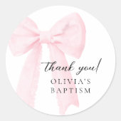 Sticker Rond Baptême rose (Devant)