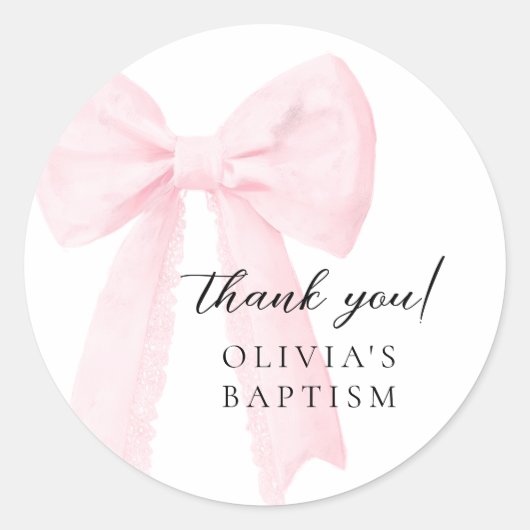 Sticker Rond Baptême rose (Devant)