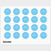 Sticker Rond Baptême Simple Typographie Bleu Bébé Garçon (Feuille)