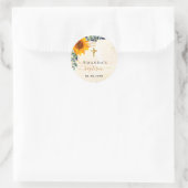 Sticker Rond Baptême tournesol eucalyptus parties scintillant v (Sac)