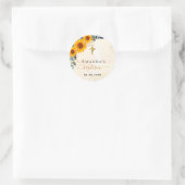 Sticker Rond Baptême tournesol eucalyptus parties scintillant v (Sac)