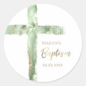 Sticker Rond Baptême vert agate Sainte Croix (Devant)