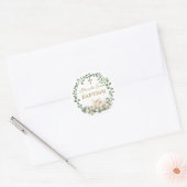 Sticker Rond Baptism Eucalyptus Roses Cross  (Enveloppe)