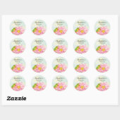Sticker Rond Baptism Pink Waterlily & Tree Frog (Feuille)