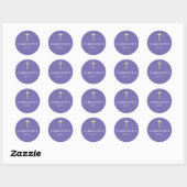 Sticker Rond BAPTISM SEAL or fin moderne croix violet (Feuille)
