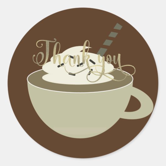 Sticker Rond Bar à café Tasse Latte Mariage Foil Script (Devant)