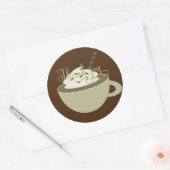 Sticker Rond Bar à café Tasse Latte Mariage Foil Script (Enveloppe)