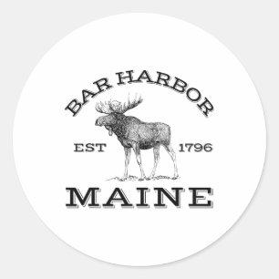 Sticker Rond Bar Harbor Maine Orignal Randonnée Extérieur Parc 