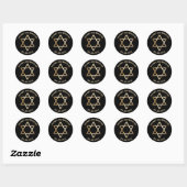 Sticker Rond BAR juif MITZVAH Gold Star de David Black (Feuille)