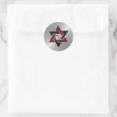 Sticker Rond Bar Mitzvah Argent rouge étoile noire de David (Sac)