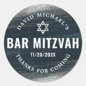 Sticker Rond Bar Mitzvah Bold Moderne Charcoal Grey Silver Foil (Devant)