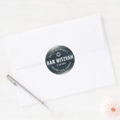 Sticker Rond Bar Mitzvah Bold Moderne Charcoal Grey Silver Foil (Enveloppe)