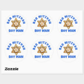 Sticker Rond Bar Mitzvah Etoile moderne de David (Feuille)