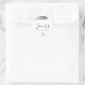 Sticker Rond BAR MITZVAH moderne luxe doré argent bleu marine (Sac)