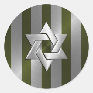 Sticker Rond Bar Mitzvah Moss et Argent Star de bande de David