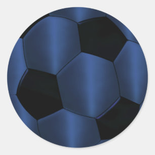 Sticker Rond Bar Mitzvah Navy Blue et Black Soccer Ball