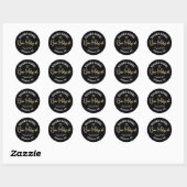 Sticker Rond Bar Mitzvah Noir Or Feuille Script Gras Moderne (Feuille)