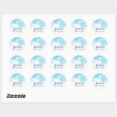Sticker Rond BAR MITZVAH SEAL étoile moderne aqua bleu aquarell (Feuille)