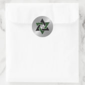 Sticker Rond Bar Mitzvah Silver Green Black Star de David (Sac)