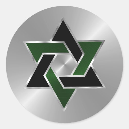 Sticker Rond Bar Mitzvah Silver Green Black Star de David (Devant)