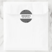 Sticker Rond BAR MITZVAH simple moderne audace géométrique noir (Sac)