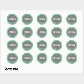 Sticker Rond BAR MITZVAH simple moderne rayure nfl vert noir (Feuille)