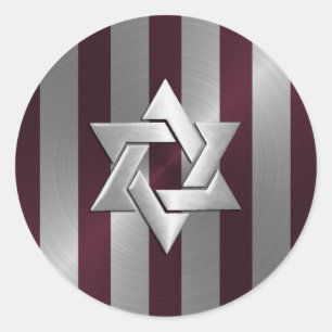 Sticker Rond Bar Mitzvah Wine and Silver Stripe