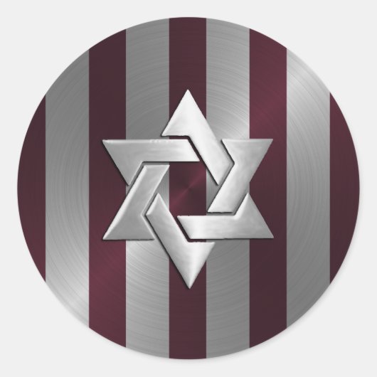 Sticker Rond Bar Mitzvah Wine and Silver Stripe (Devant)