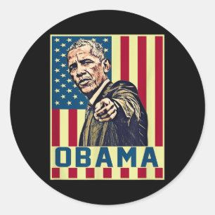 Sticker Rond Barack Obama 44ème Président américain Pop Art Vin
