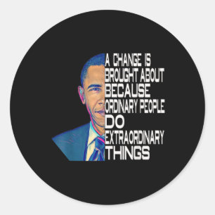Sticker Rond Barack Obama 44ème Président des Etats-Unis Citati