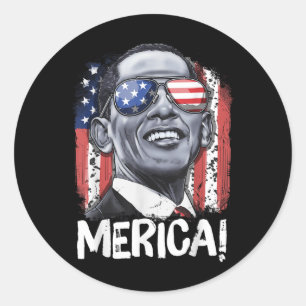 Sticker Rond Barack Obama 4 juillet Merica Hommes Femmes Usa Am