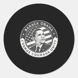 Sticker Rond Barack Obama Art Hommage Changement Courage Unité
