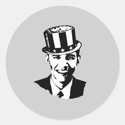 Sticker Rond Barack Obama en tant qu'oncle Sam (Devant)