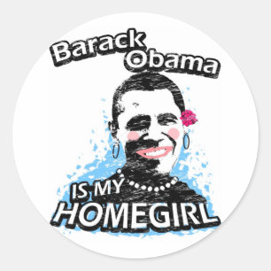 Sticker Rond Barack Obama est mon homegirl