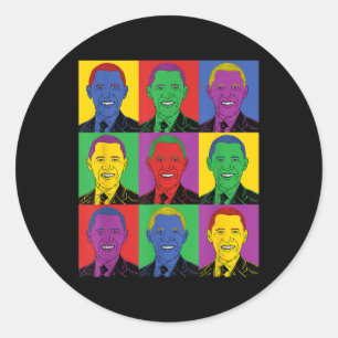 Sticker Rond Barack Obama Pop Art - Histoire Vintage Tee