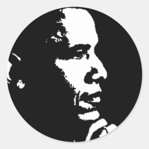 Sticker Rond Barack Obama - Profil noir et blanc