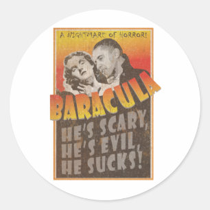 Sticker Rond Baracula - affiche de film de Barack Obama
