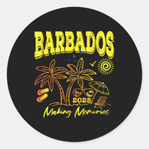 Sticker Rond Barbados Cruise Vacation 2025 Famille Voyage amis