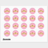 Sticker Rond Barbe italienne rose et or (Feuille)
