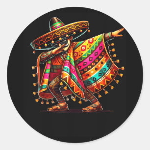 Sticker Rond barbe mexicaine sombrero dabbing cinco de mayo
