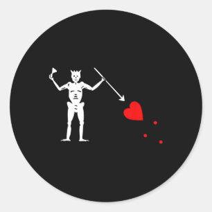 Sticker Rond Barbe noire Jolly roger Drapeau Pirate Squelette H