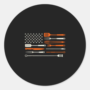 Sticker Rond Barbecue à fumée chef barbecue outils de grillade 