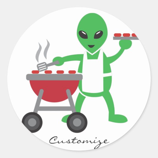 Sticker Rond Barbecue Alien Cuisine Thunder_Cove (Devant)