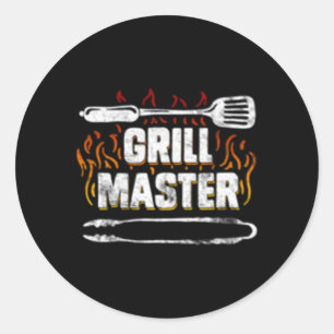Sticker Rond Barbecue Grill Master Barbecue Grill Fête des père
