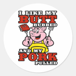 Sticker Rond Barbecue J'Aime Mon Beurre Et Mon Porc Tiré