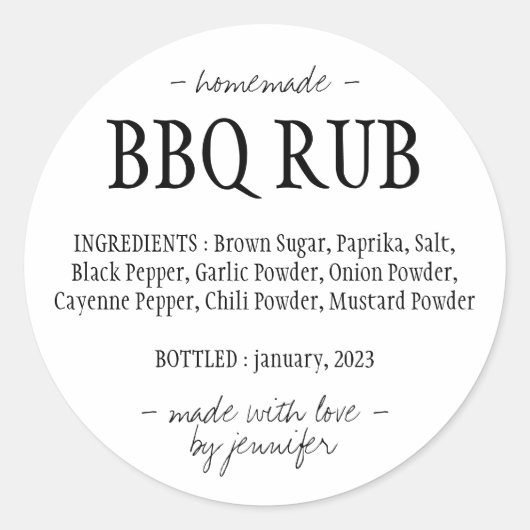 Sticker Rond Barbecue Saison barbecue Rub (Devant)