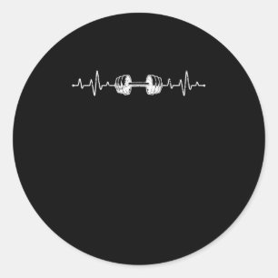 Sticker Rond Barbell Poids Heartbeat Bodybuilding