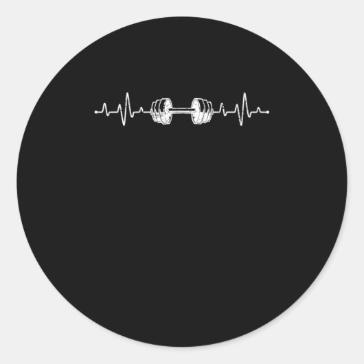 Sticker Rond Barbell Weightlifting Heartbeat (Devant)