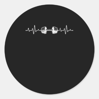 Sticker Rond Barbell Weightlifting Heartbeat