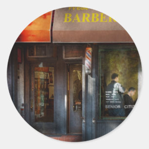 Sticker Rond Barber - NY - Salon de coiffure du West Village